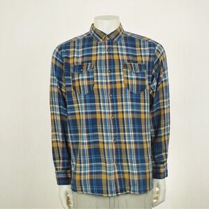 Burton Durable Goods Button Down Shirt Mens XL Blue Plaid Cotton Blend Pockets